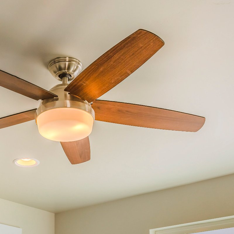 a ceiling fan inside a home