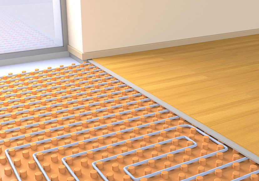 one room with a floor heating system (3d render)
